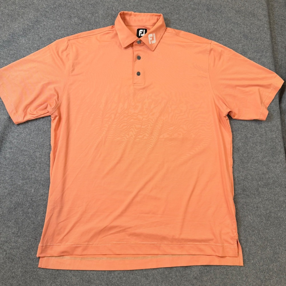 FootJoy Mens XL Tour Collar Orange Micro Stripe ProDry Golf Polo Shirt 1009295